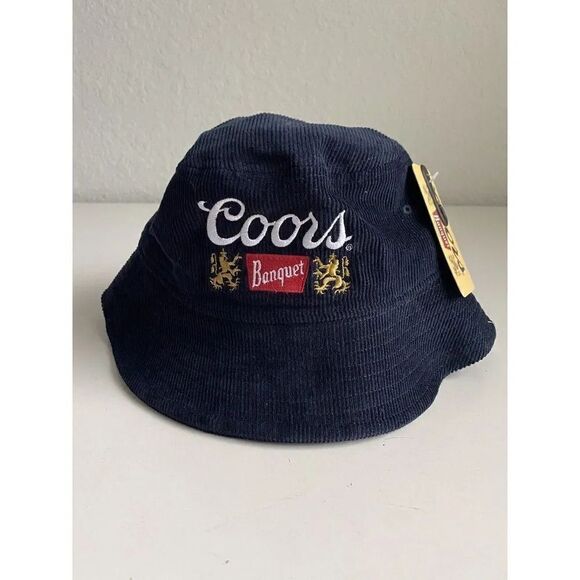 Coors Banquet Classic Logo Navy Corduroy Bucket Hat Mad Engine NEW - Picture 1 of 8